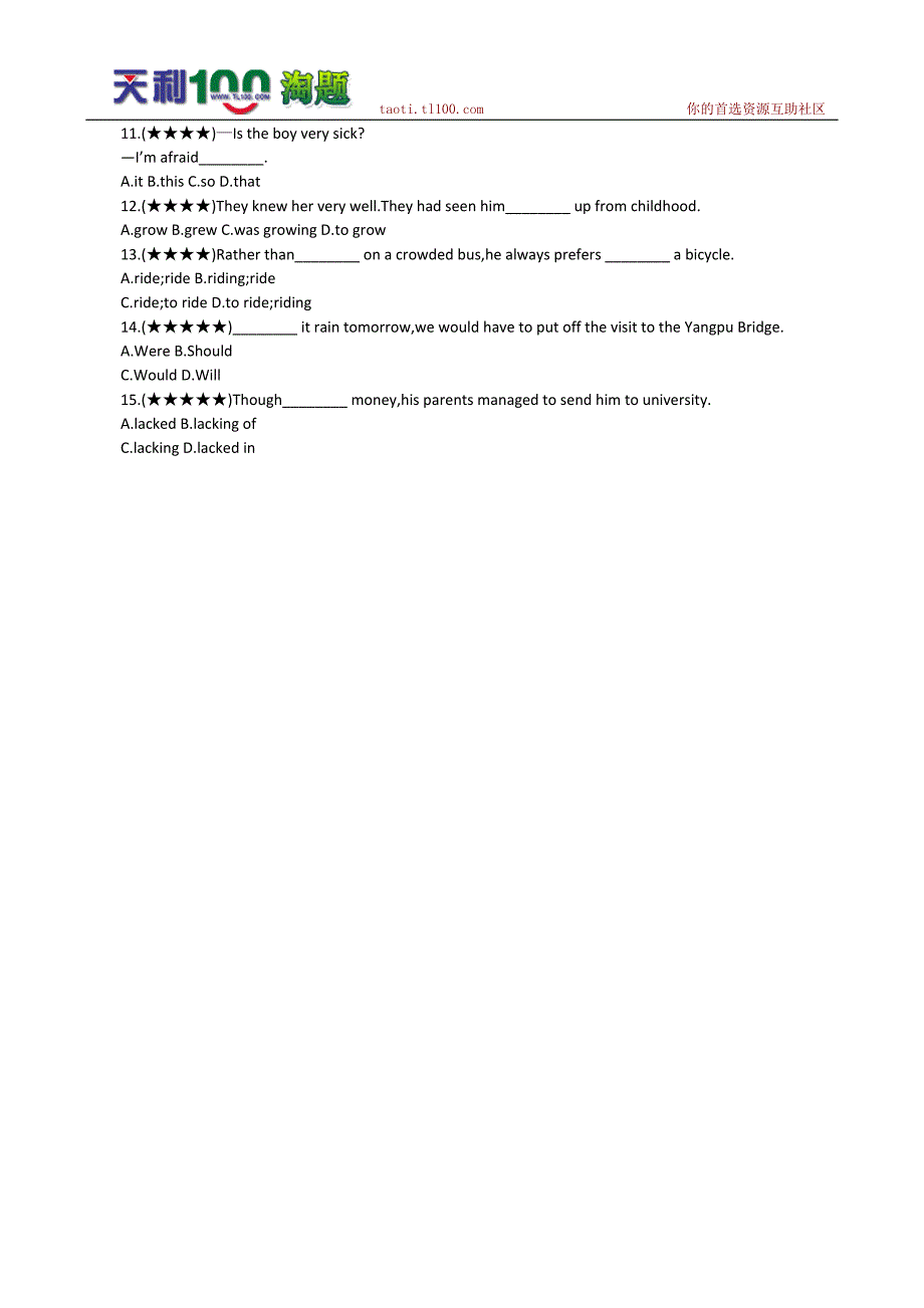 2012高考复习资料之英语难点讲解大全：难点21 多变的省略句.doc_第4页