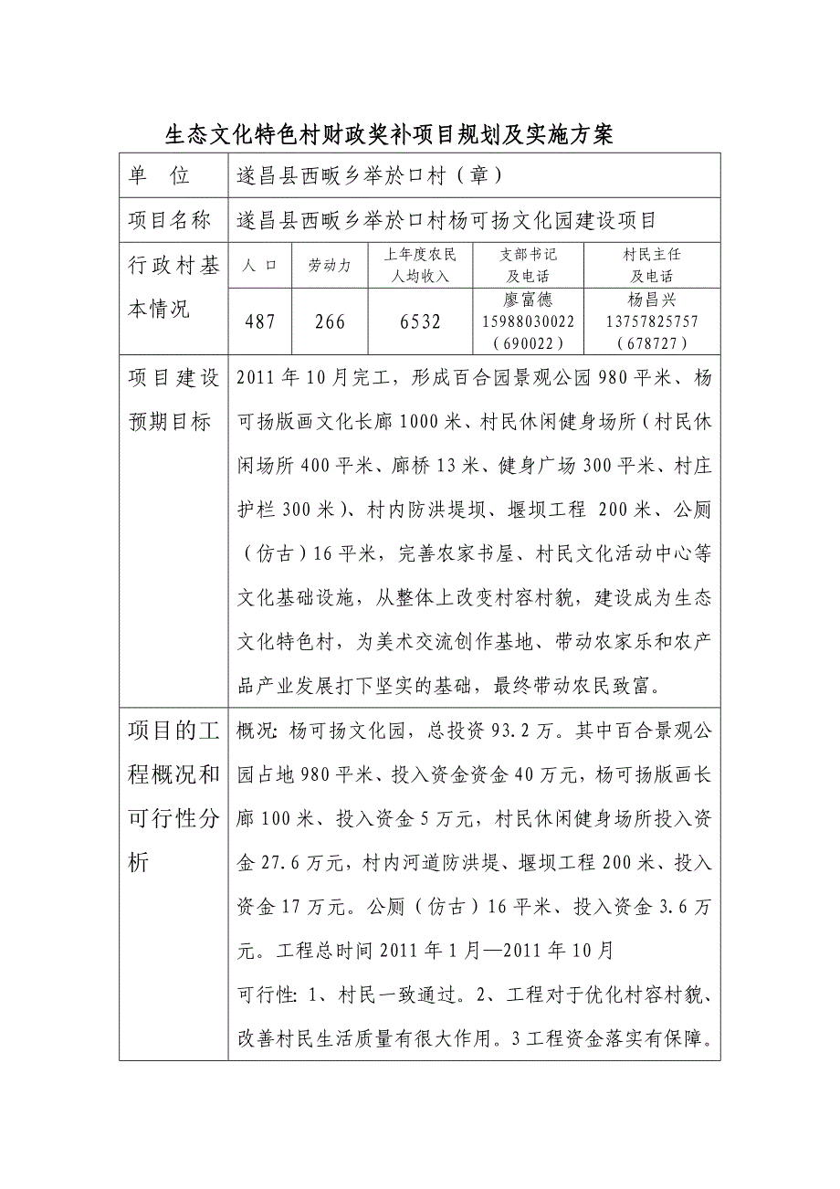 文化特色村财政奖补项目规划及筹资筹劳方案6.doc_第1页