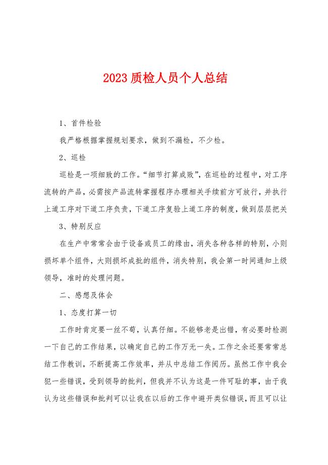 2023年质检人员个人总结.doc