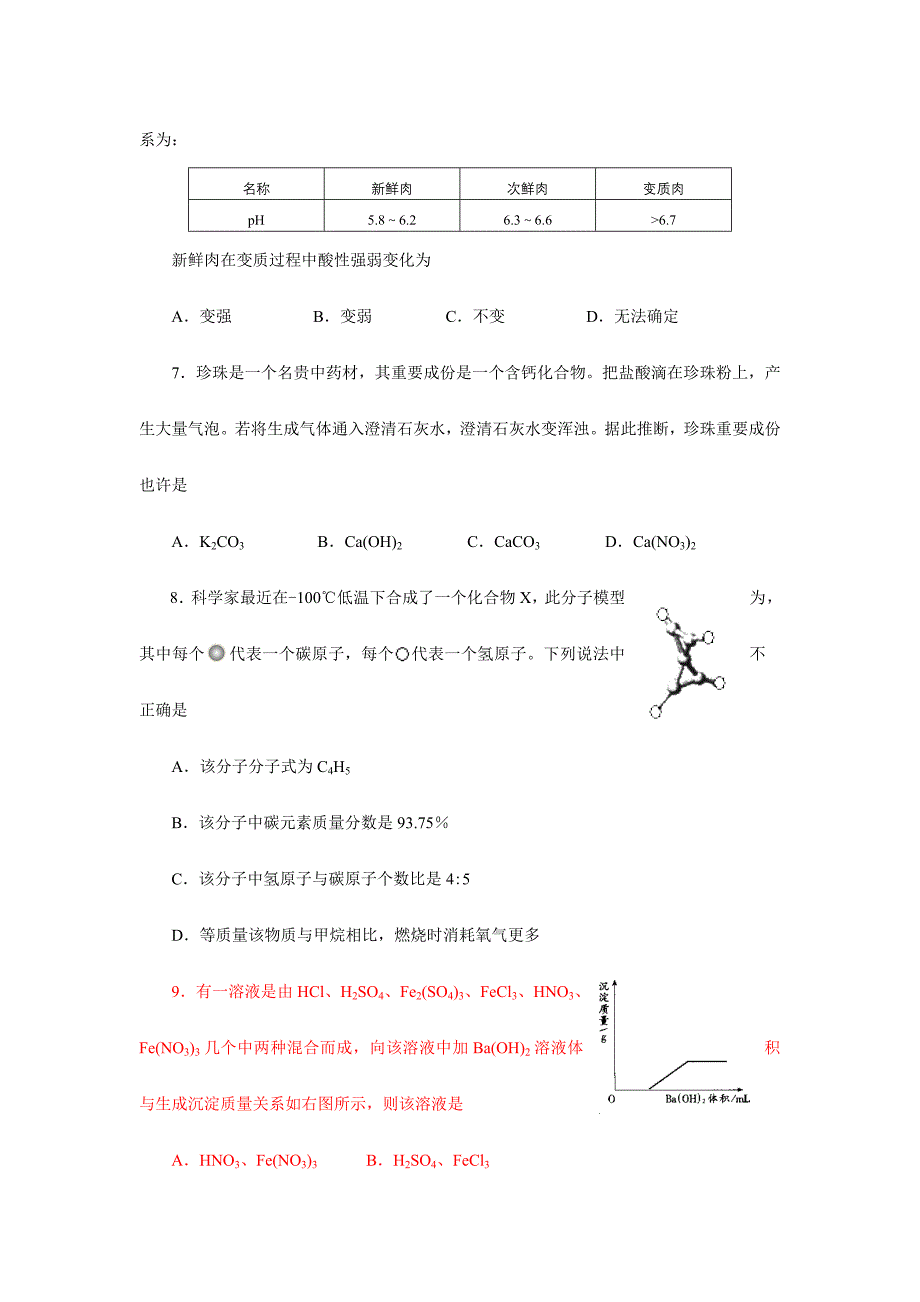 2024年湖南省南县学科知识竞赛初赛试题化学卷_第3页