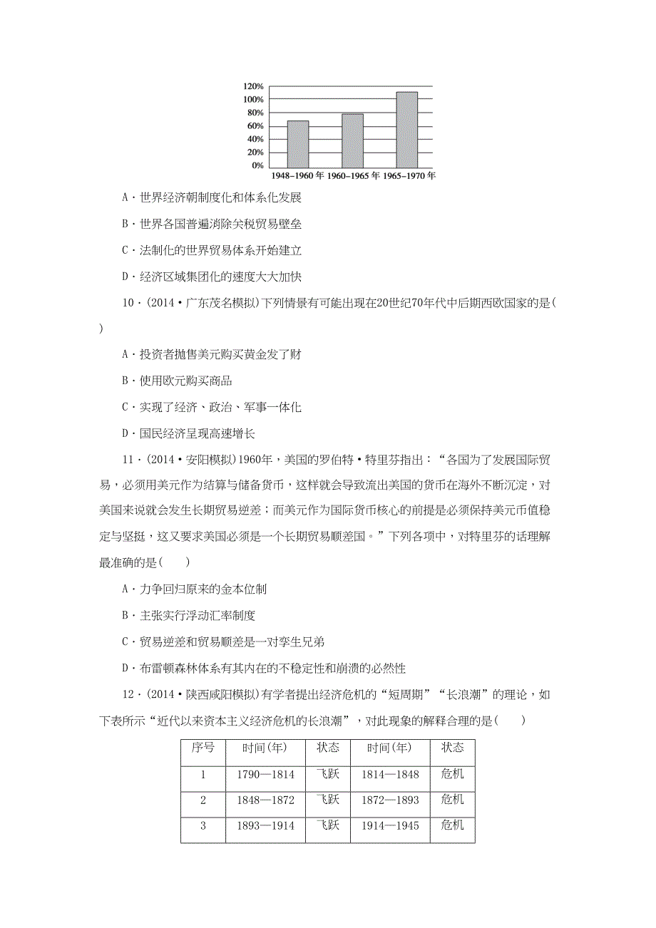 高考历史一轮复习 战后资本主义世界经济体系的形成单元训练_第3页