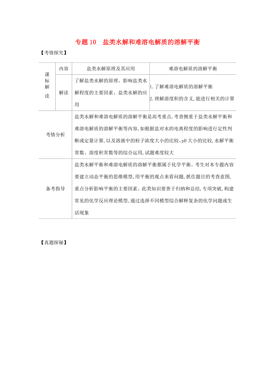 （湖南版）高考化学一轮复习 专题10 盐类水解和难溶电解质的溶解平衡精练（含解析）-人教版高三全册化学试题_第1页