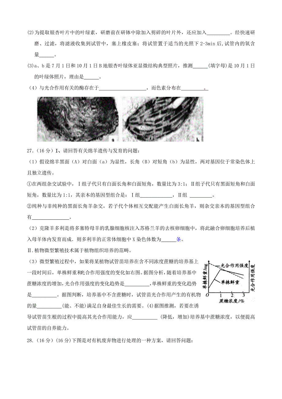 东莞实验中学理科综合高考模拟卷生物试题_第3页