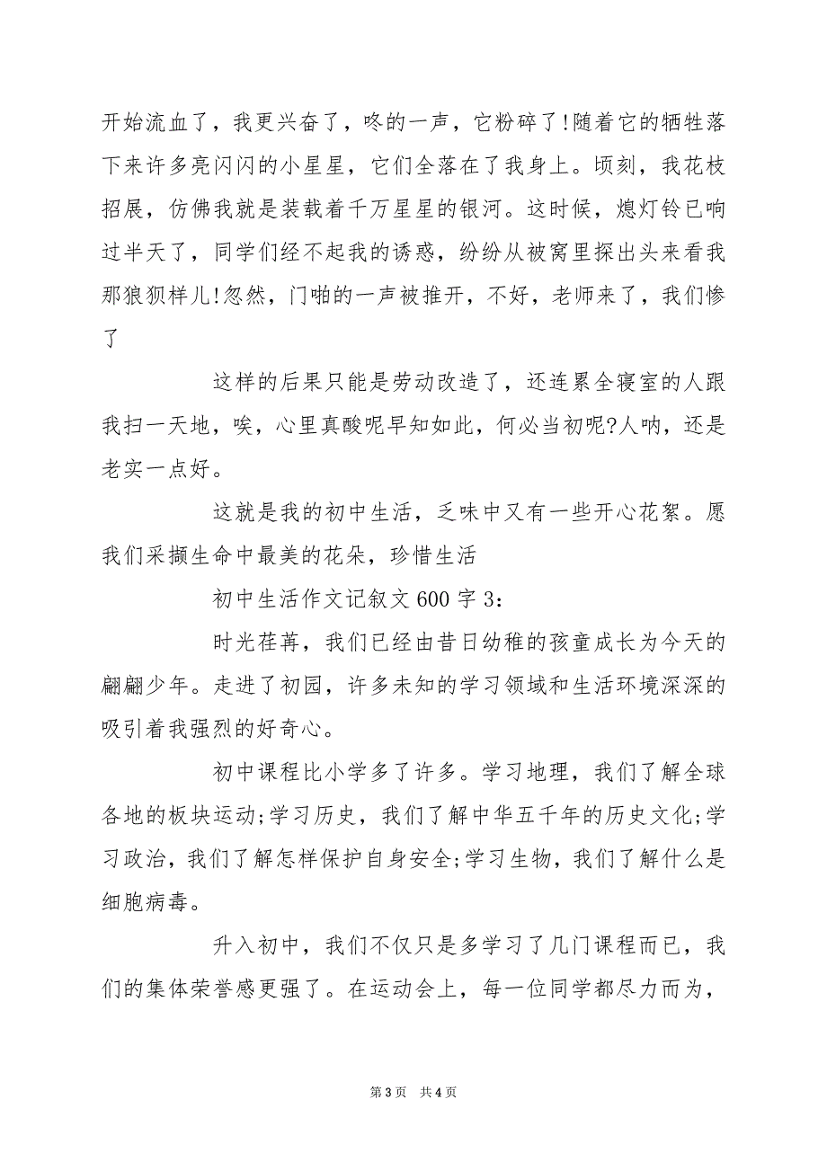 2024年初中生活作文记叙文600字3篇_第3页