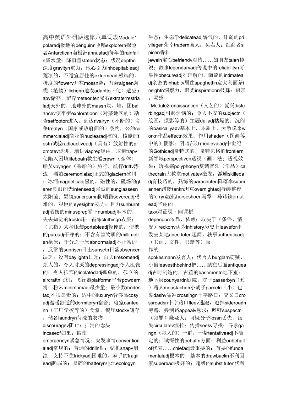 外研版选修八单词表_第1页