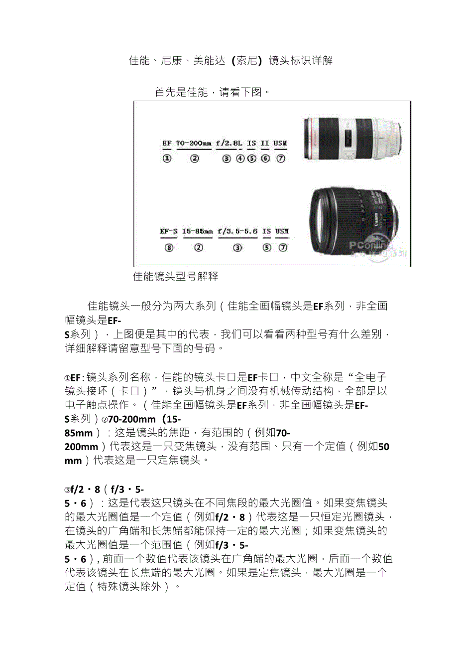 佳能尼康索尼镜头标识详解_第1页