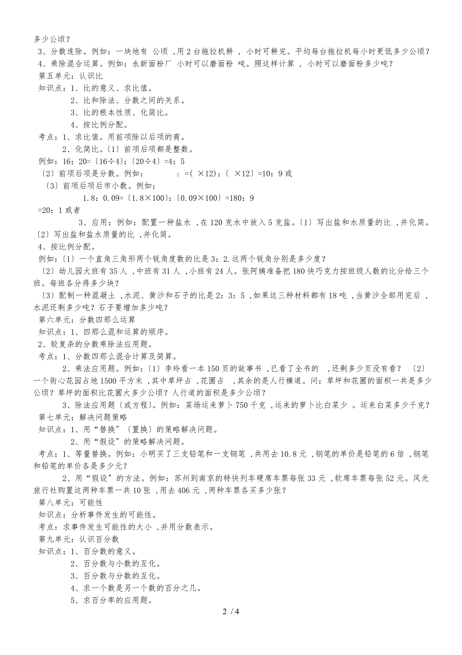 六年级下册数学素材全年级知识点 苏教版_第2页